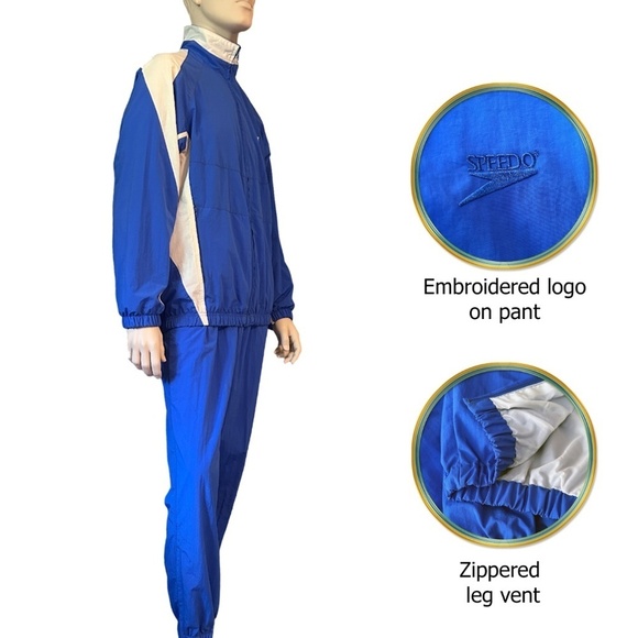 Vintage 90s Speedo Track Suit Fitness Nylon Jacket & Pants Old School NWT NOS - Picture 2 of 16